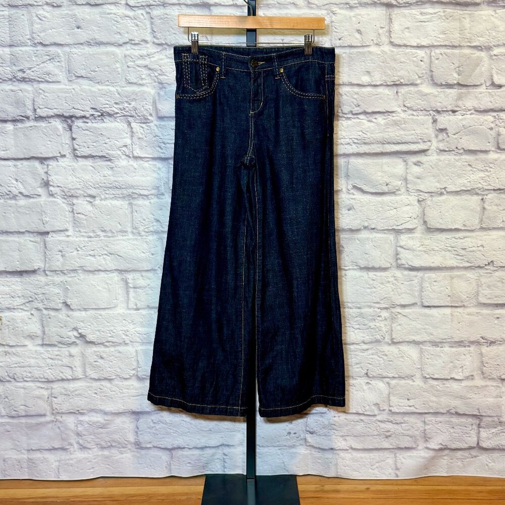 BCBGMaxAzria Indigo Wide-Leg Cropped Jeans